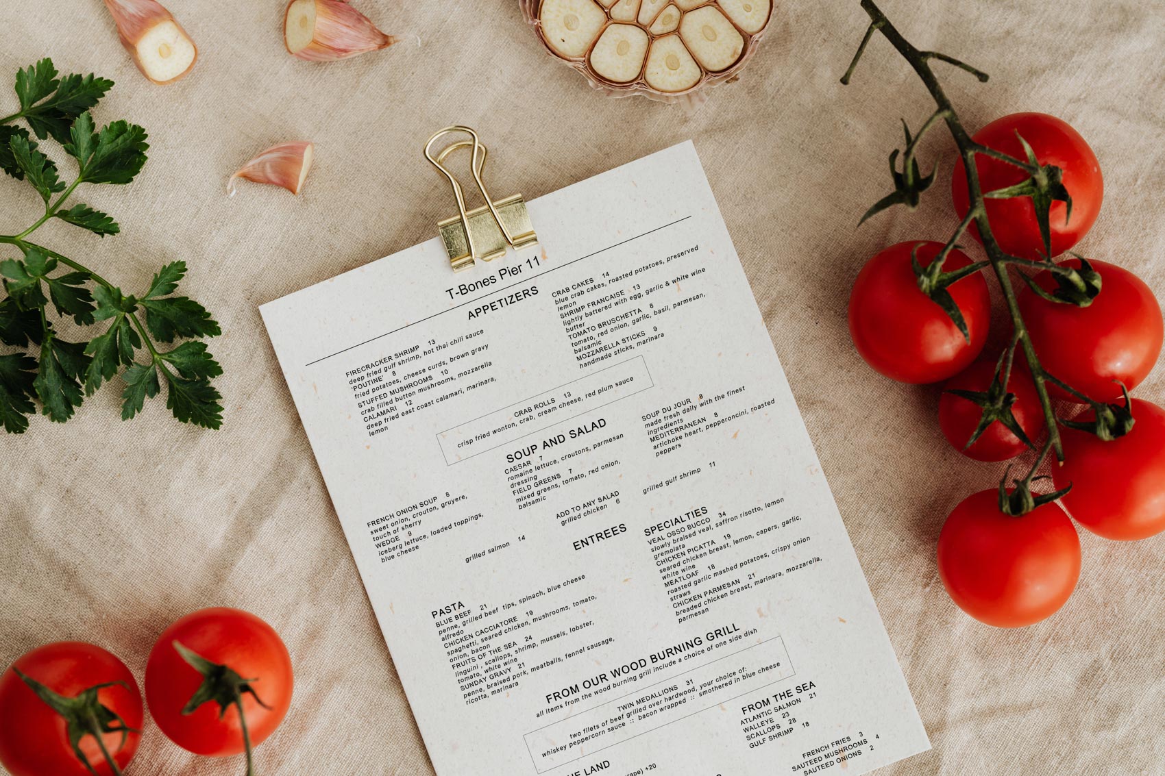 Menu TBone's Pier 11 Lakefront Fine Dining & Steakhouse